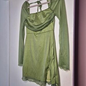 Cider Green Bodycon Dress with Square Neck